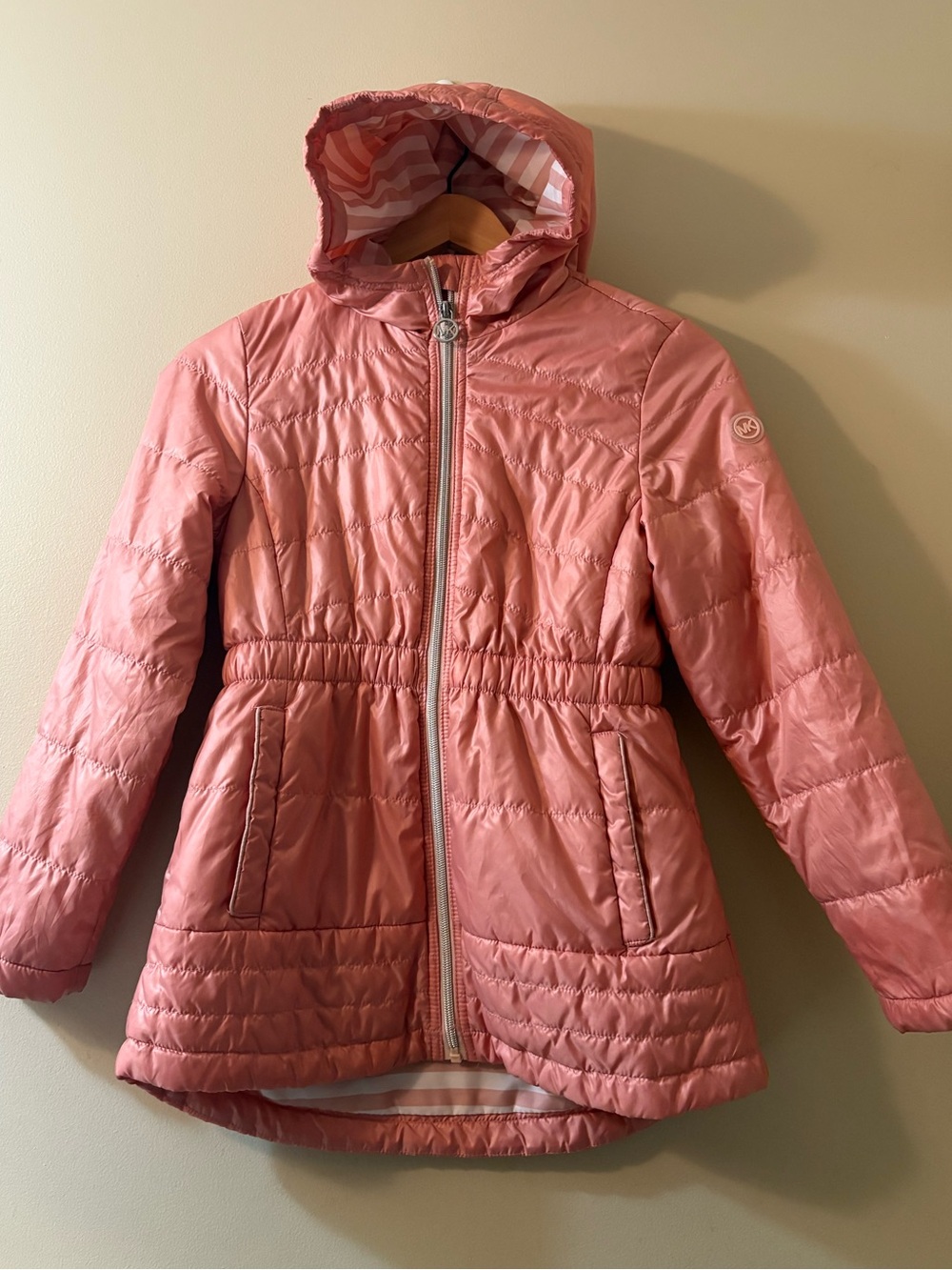 MICHAEL Michael Kors Girls' Dusty Rose Hooded Quilted Puffer Coat Size 10 / 12